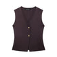 European And American Style Button Knitted Vest Skirt