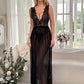 Robe longue à bretelles et fente en V profond pour femme