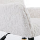 A&A Furniture Rabbit Hair Office Chair With Golden Base, Adjustable