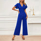 Lotus Leaf Flounced Sleeve Top Plus Straight-leg Pants Two-piece Set