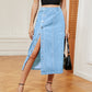 European And American Girls Half Elastic Denim Cargo Pants Casual Skirt