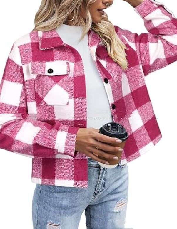 Women's Fashion Short Plaid Jacket