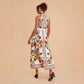 Women's Floral Print Lace-up Sleeveless Mid-length Dress