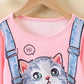 Haut à manches longues pour petite fille, motif chaton mignon, cadeau pour enfants, fête