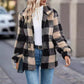 European And American Plush Women's Clothing Jacket Long-sleeved Plaid Lapel Zipper With Pocket