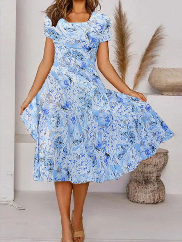 Summer Urban Casual Short Sleeve Round Neck Loose Women's Dress