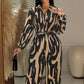 Womens Stylish Wide-leg Jumpsuit With Long Sleeves Floral Print And A Fitted Waist