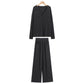 Women's Solid Color Long Sleeve T-shirt Straight-leg Pants Suit