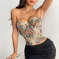 Retro Flower Niche Sling French Court Waist Girdling Band Adjustable Tube Top