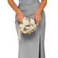 Off-the-shoulder Satin Bridesmaid Corset Ball Gown