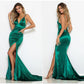 Robe de soirée fendue à col en V pour banquet et réunion annuelle d'entreprise