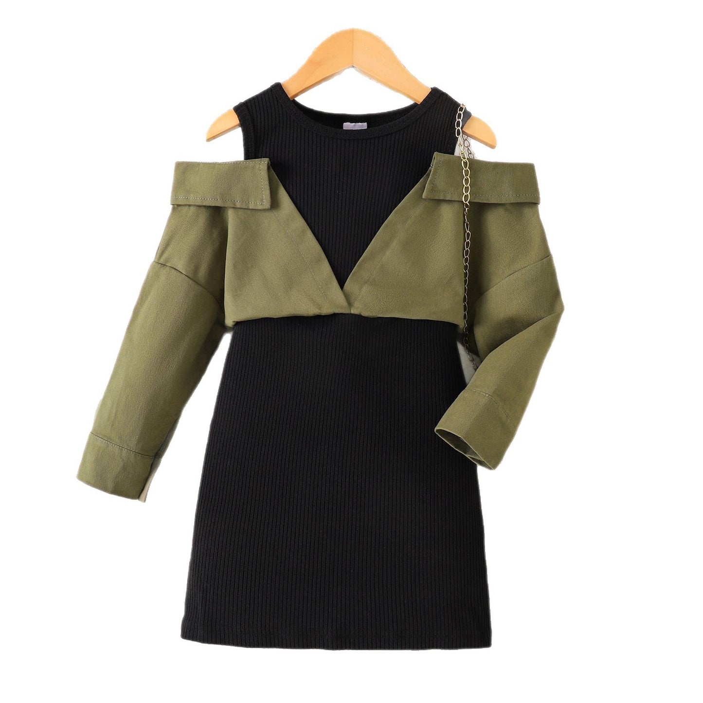 Children's Off-shoulder Long Sleeve Dress