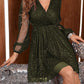 Three-quarter Length Sleeve V-neck Stitching Women's Midi Dress