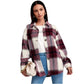 Women's Autumn And Winter Loose Lapel Long-sleeved Plaid Shirt Coat