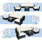 Selling Seven-Piece Sofa Set Table With Sofa Chair Black PE Rattan Outdoor New Design Furniture 7-JH002 Box 3-1-2-3 With White Color Cushion