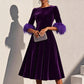 Elegant AutumnWinter Round-Neck Velvet Dress For Women