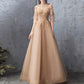 Robe de soirée de banquet pour femme, col montant doré, robe de fête annuelle, jupe
