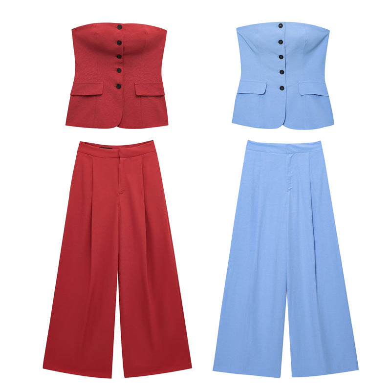Tube Top Wide-leg Pants Show Temperament Wild Design Sense