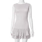 Contrast Color Round Neck Sleeveless Lace Fashion Short Dress Women