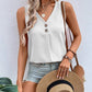 Summer V-neck Vest Top Fashion Button Sleeveless T-Shirt Loose Casual Women's Clothing