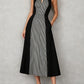 Womens Shirts Collar Defined Waistline Striped Long Swing Dress