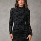 Hollow-out Flocking Sheath Slim Dress For Women