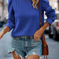Twist Pattern Sweatshirt Round Neck Bubble Long Sleeve Top