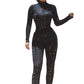 Women's New Cutout Ripped High Waist Tight Trousers Leisure Sports Suit Women