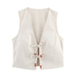 All-match V-neck Beaded Lace-up Vest Beaded Lace-up Solid Color Skirt Skirt Suit