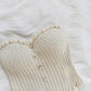 White Knitted Fabric Tube Top New Knitted Slim Fit Single Row Multi-buckle