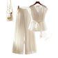 Fashionable French White Top With Temperament Slimming Two-piece Pants