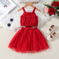 Summer New Girls' Suit Strappy Bow Top With Tulle Skirt Two-piece Set