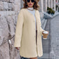 Thick Solid Color Round Neck Single-breasted Long Sleeve Coat