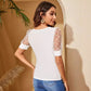 Women's Mesh Polka Dot Stitching Short Sleeve