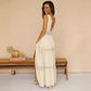 Fashion Lace V-neck Temperament Commute Lace Mid Waist Temperament V-neck Mid-length Dress