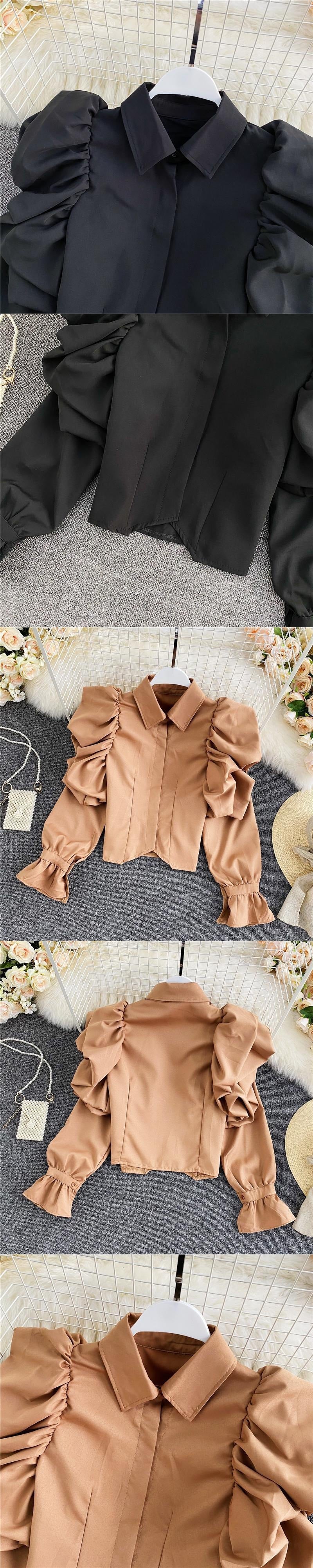 Elegant Retro  Style Puff Sleeve Top