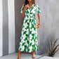 Women's Short Sleeve Printing Color Contrast High Waist Jumpsuit