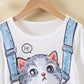 Haut à manches longues pour petite fille, motif chaton mignon, cadeau pour enfants, fête