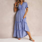 Maxi-style Long-sleeve Ruffled Flounce Sleeve V-neck Dress