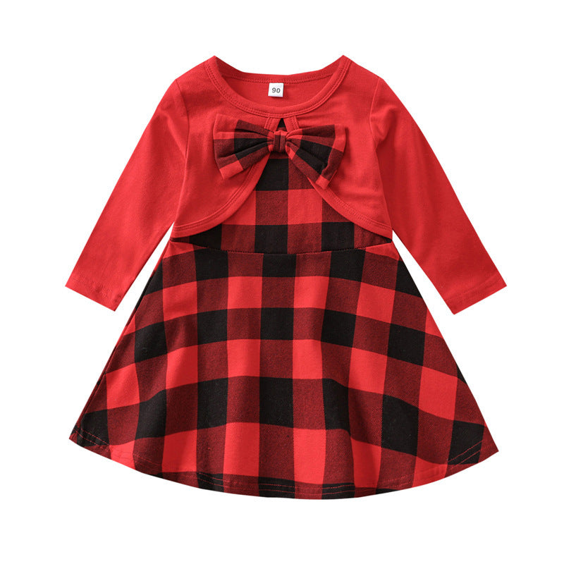 Robe à carreaux rouge pour fille, nouvelle fête de Noël