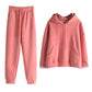 Thickened Fleece-Lined Solid-Color Sporty Casual Hoodie Set