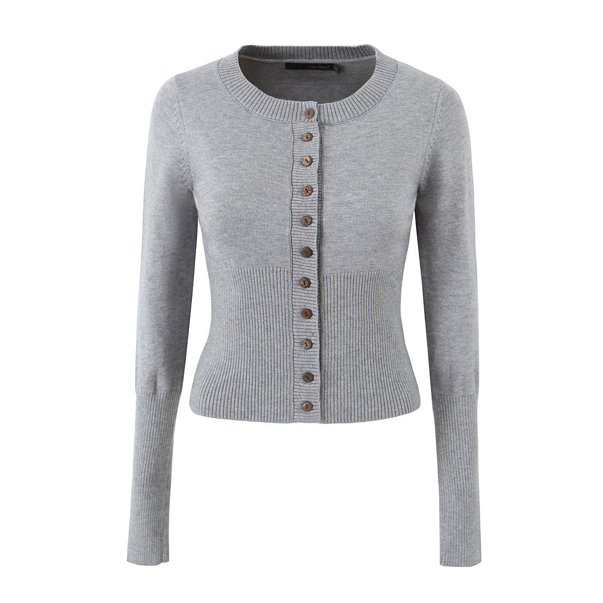 Slim Breasted Knitted Cardigan High Waist Leather Ring Pleated Skirt