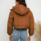Hooded Short Cotton Coat Solid Color Winter Women