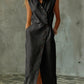 Slim-fit Elegant Single-breasted Dress With A Stand-up Collar For Women