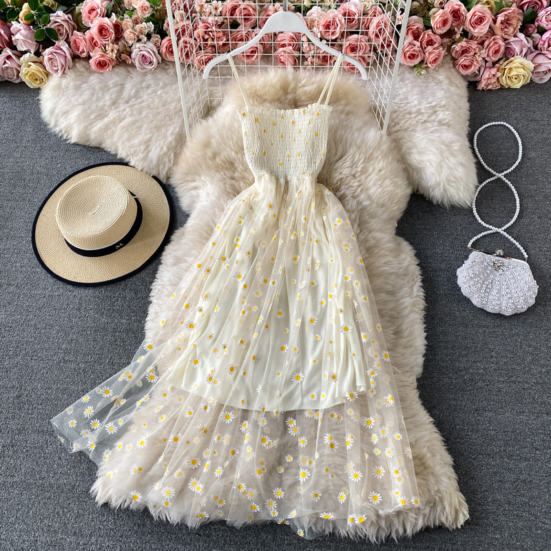 Women's Casual Sling Floral Skirt French Dress
