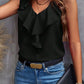Summer Fashion All-matching Solid Color Lace V-neck Sleeveless Top