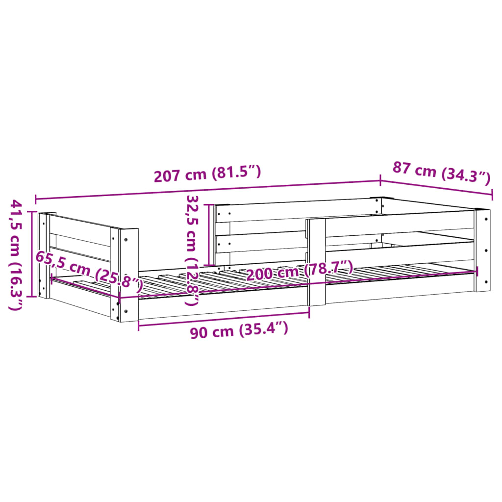solid wood bed without mattress, pine wood
