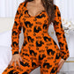 Combinaison imprimée Halloween à manches longues, pyjama pour la maison, pantalon décontracté, vêtements de cosplay pour femmes
