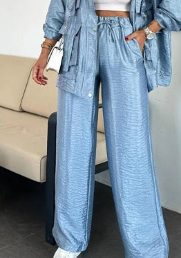 Women's Clothing Straight-leg Trousers Two-piece Set Solid Color Fashion