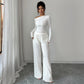 Elegant Style Long Sleeve T-shirt And Straight Pants Two-piece Set Women's Clothing